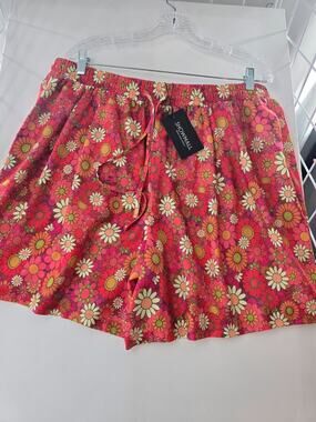 Show Mall Multi Daisy Shorts 70's Hippie Retro Shorts Size 2X